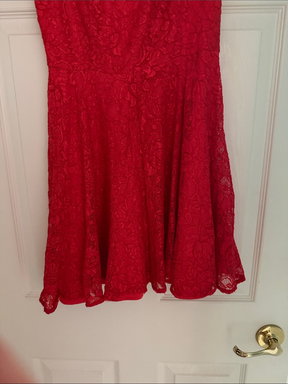 Express Red Lace V-Neck Sleeveless Mini Dress - Picture 4 of 5